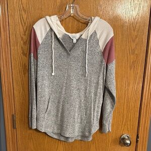 Market & Spruce Gray and Cream Hooded Sweatshirt